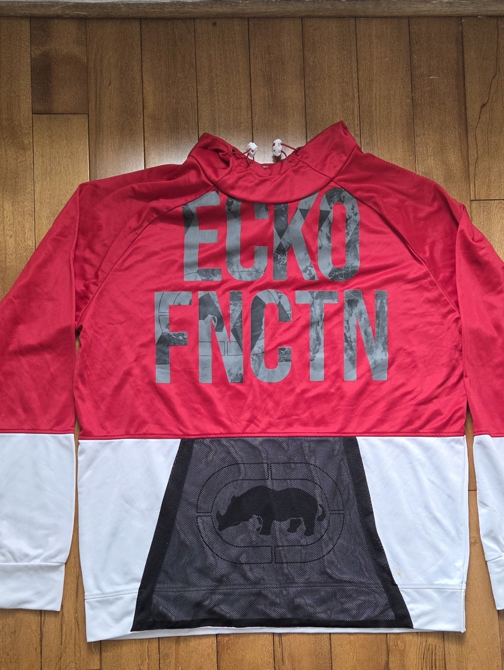 Ecko Function Red & White Graphic Performance  Pullover Hoodie Size 2XL